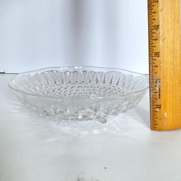 1960s Anchor Hocking Clear Glass Teardrop Hobnail Three Footed Bowl Dish Vintage - Picture 7 of 7